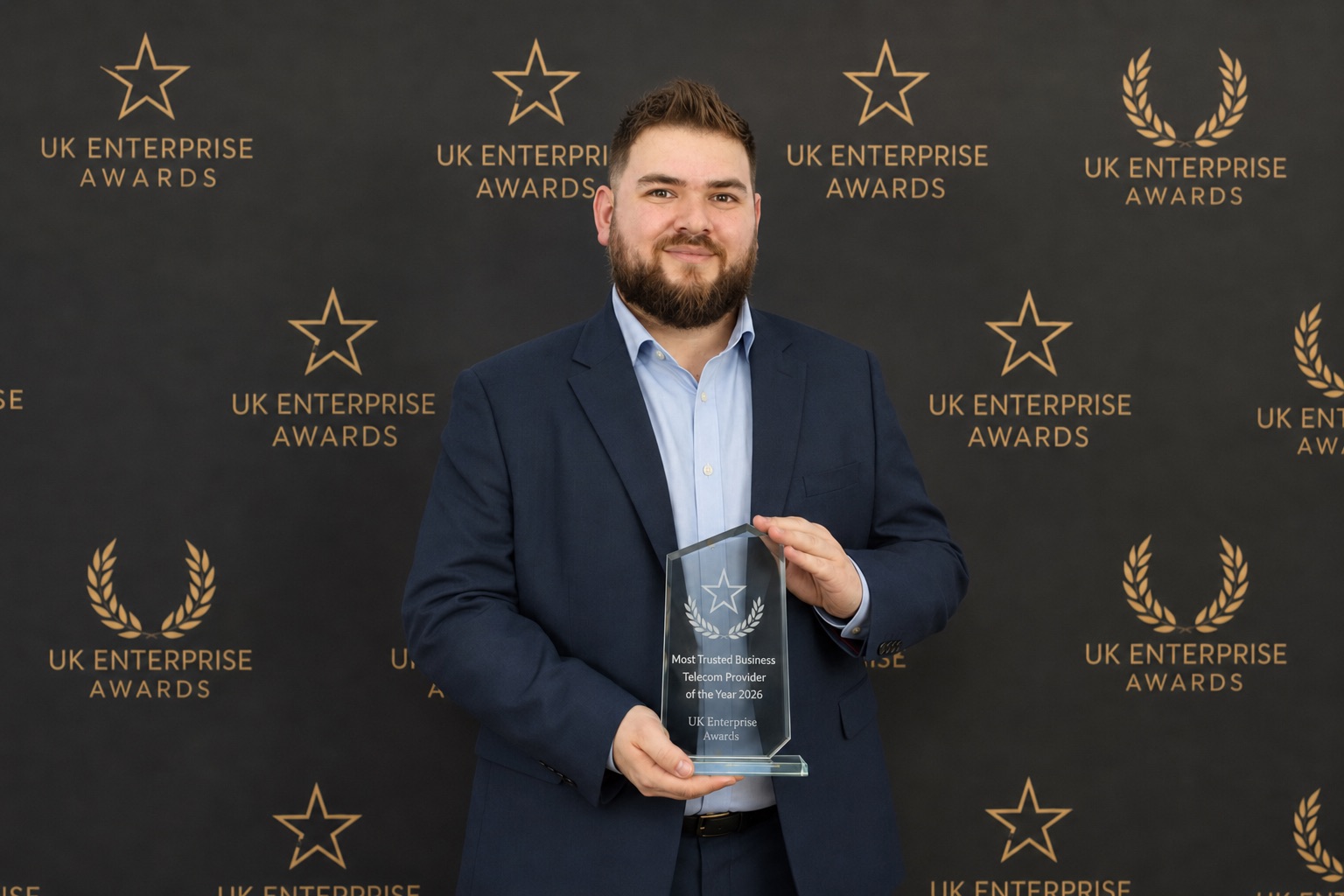Kirk Saywell accepting the award on behalf of Goldstar Networks